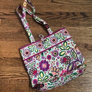 Green and Purple Vera Bradley tote bag